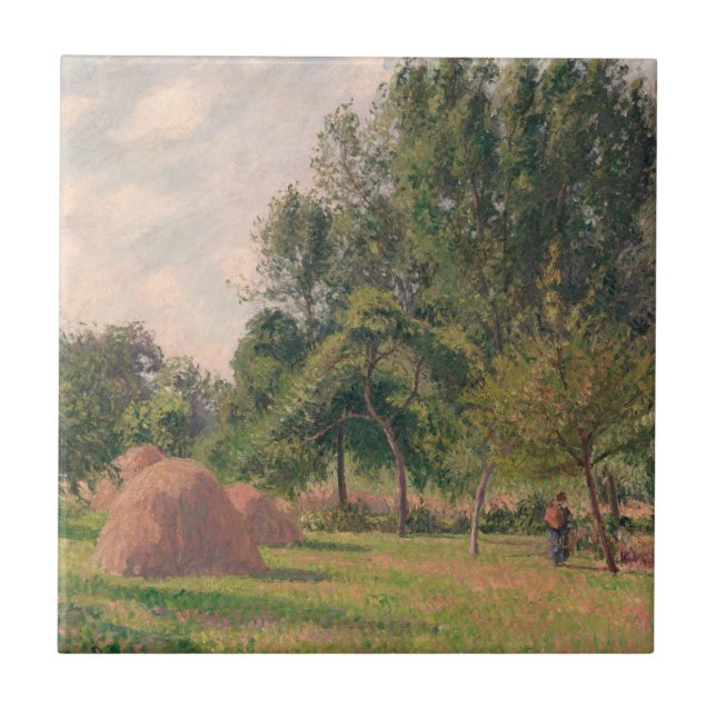 Camille Pissarro | Haystacks, Morning, Eragny Ceramic Tile (Front)
