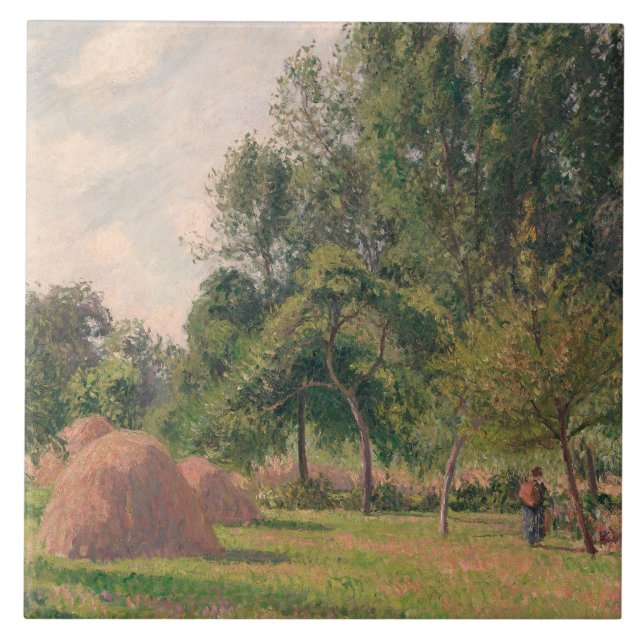 Camille Pissarro - Haystacks, Morning, Eragny Ceramic Tile (Front)