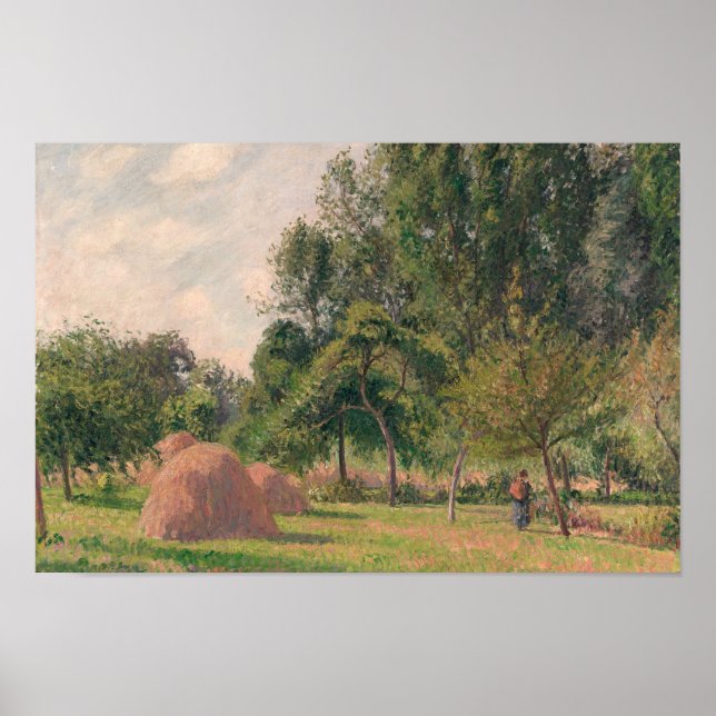 Camille Pissarro - Haystacks, Morning, Eragny Poster (Front)
