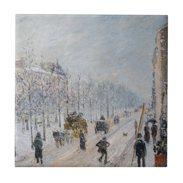 Camille Pissarro - Outer Boulevards, Snow Effect Ceramic Tile (Front)