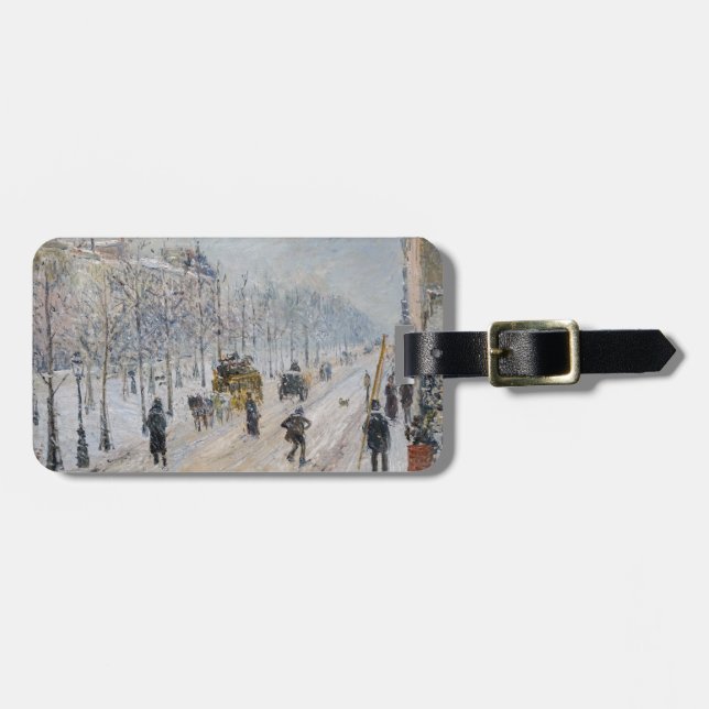 Camille Pissarro - Outer Boulevards, Snow Effect Luggage Tag (Front Horizontal)
