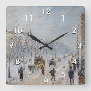 Camille Pissarro - Outer Boulevards, Snow Effect Square Wall Clock