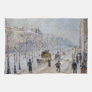 Camille Pissarro - Outer Boulevards, Snow Effect Tea Towel
