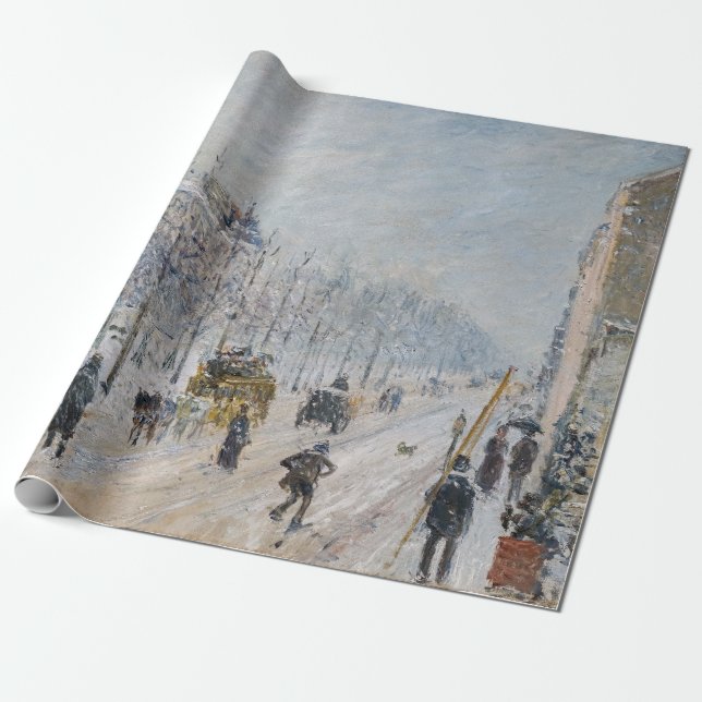 Camille Pissarro - Outer Boulevards, Snow Effect Wrapping Paper (Unrolled)