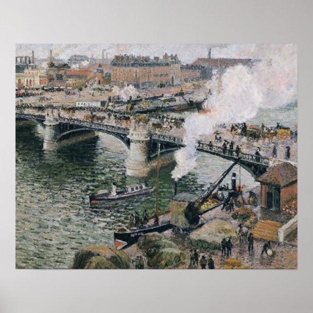 Camille Pissarro Pont Boieldieu in Rouen Painting Poster (Front)