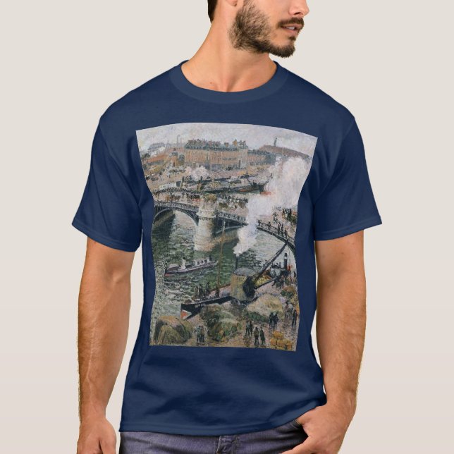 Camille Pissarro Pont Boieldieu in Rouen Painting T-Shirt (Front)