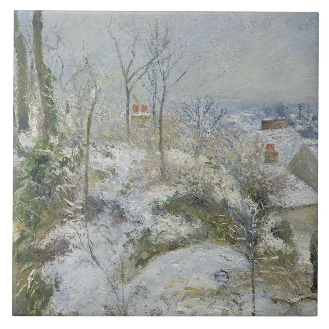 Camille Pissarro - Rabbit Warren at Pontoise, Snow Ceramic Tile (Front)