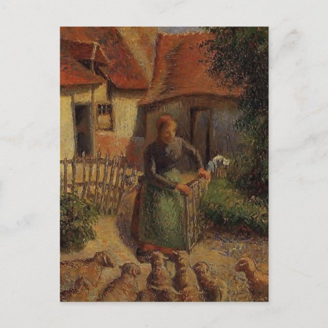 Camille Pissarro- Shepherdess Bringing in Sheep Postcard (Front)