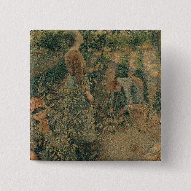 Camille Pissarro | The Apple Pickers, 1886 15 Cm Square Badge (Front)
