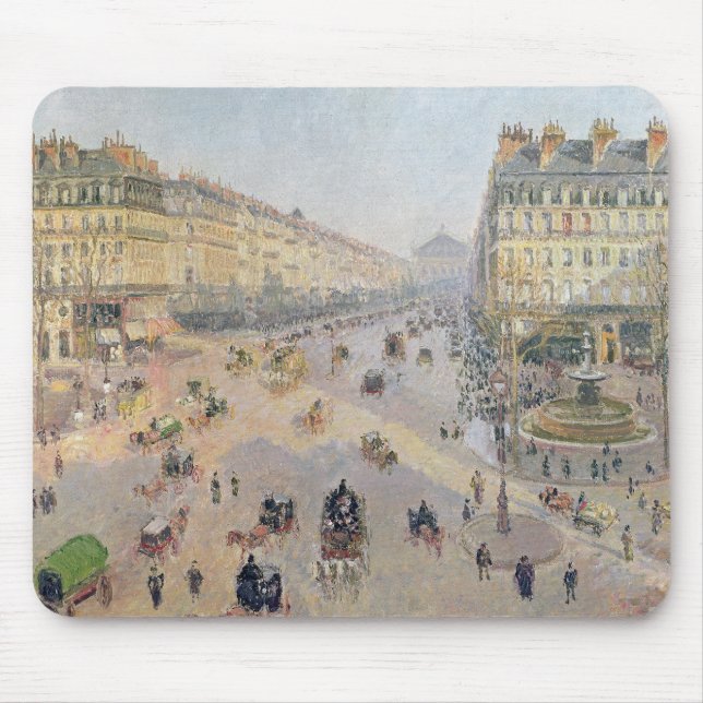 Camille Pissarro | The Avenue de L'Opera, Paris Mouse Pad (Front)