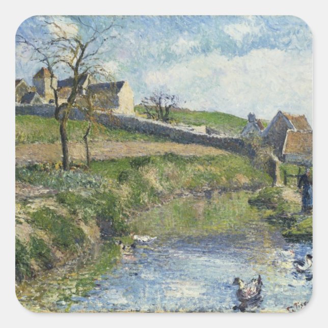 Camille Pissarro | The Farm at Osny, 1883 Square Sticker (Front)