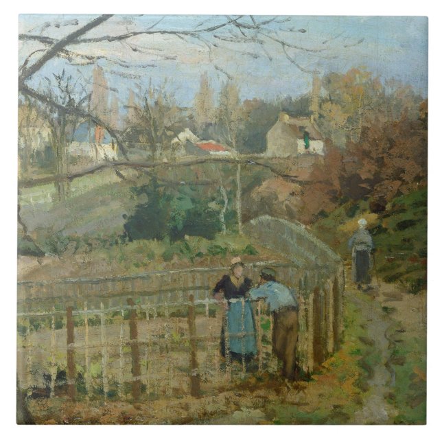Camille Pissarro | The Fence, 1872 (oil on canvas) Ceramic Tile (Front)