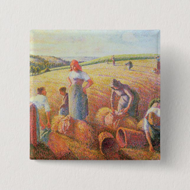 Camille Pissarro | The Gleaners, 1889 15 Cm Square Badge (Front)