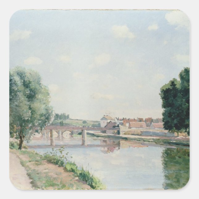 Camille Pissarro | The Railway Bridge, Pontoise Square Sticker (Front)
