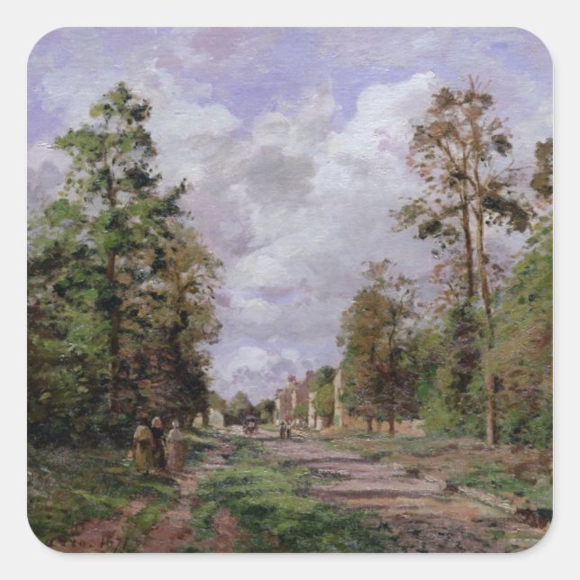 Camille Pissarro | The road to Louveciennes, 1871 Square Sticker (Front)