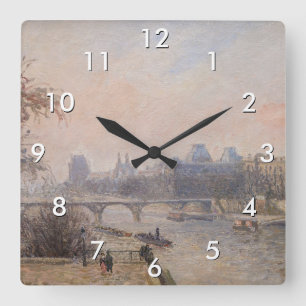 Camille Pissarro - The Seine and the Louvre Square Wall Clock