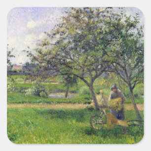Camille Pissarro The Wheelbarrow, Orchard, c.188 Square Sticker