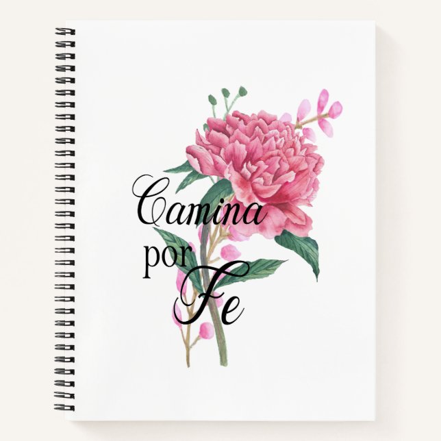 Camina por fe spanish bible verse notebook (Front)