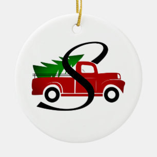 Caminhão árvore de Natal Estilo Rústico Farmhouse Ceramic Ornament