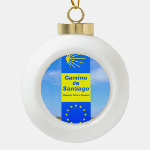 Camino de Santiago Ceramic Ball Christmas Ornament