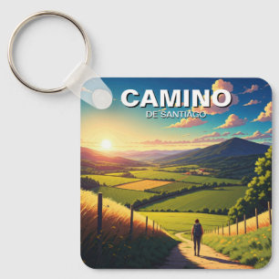 Camino de Santiago Hiker Hiking Sunset Key Ring