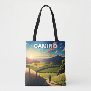 Camino de Santiago Hiker Hiking Sunset Tote Bag