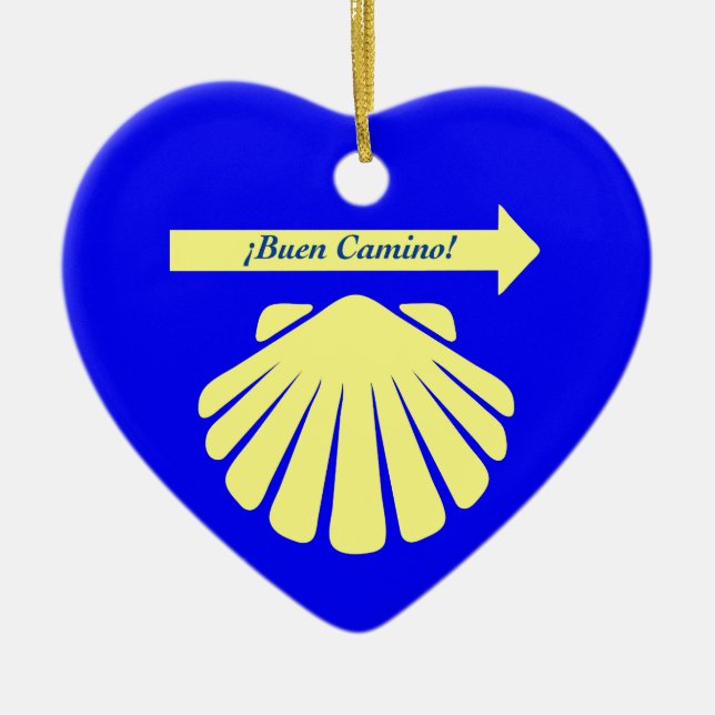 Camino de Santiago Symbols Ceramic Tree Decoration (Front)