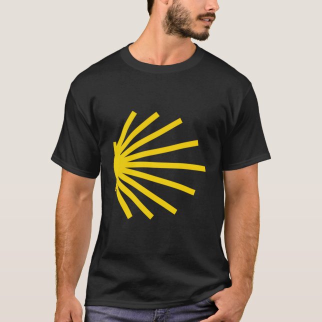 Camino De Santiago Yellow Scallop Shell Trail Symb T-Shirt (Front)