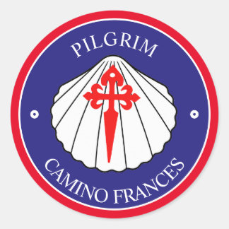 Camino Frances St James cross shell Classic Round Sticker