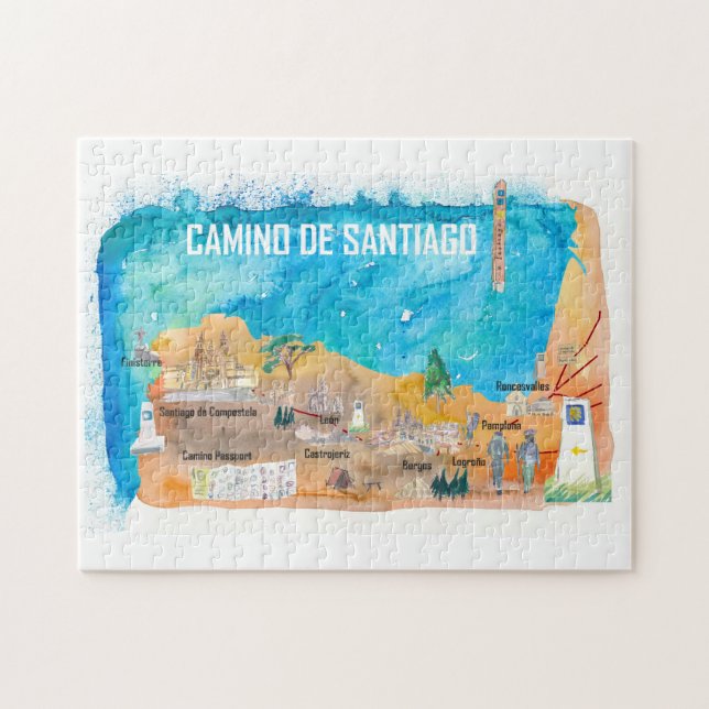 Camino Santiago St Jacques James Travel Poster Jigsaw Puzzle (Horizontal)