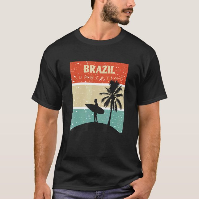 Camisa Brasil Surf Surfing Rio de Janeiro Brazil B T-Shirt (Front)