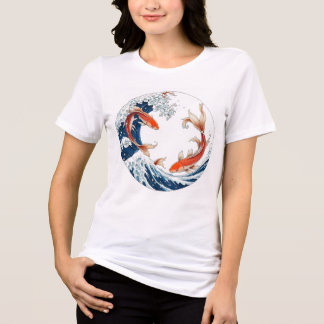camisa feminia branca com peixes japoneses Tri-Blend shirt