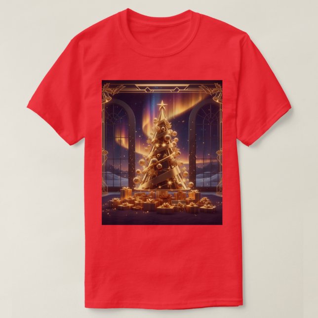 Camiseta arvore de natal de ouro T-Shirt (Design Front)