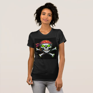 Camiseta Bella+Canvas Caveira Pirata Neon Verde T-Shirt