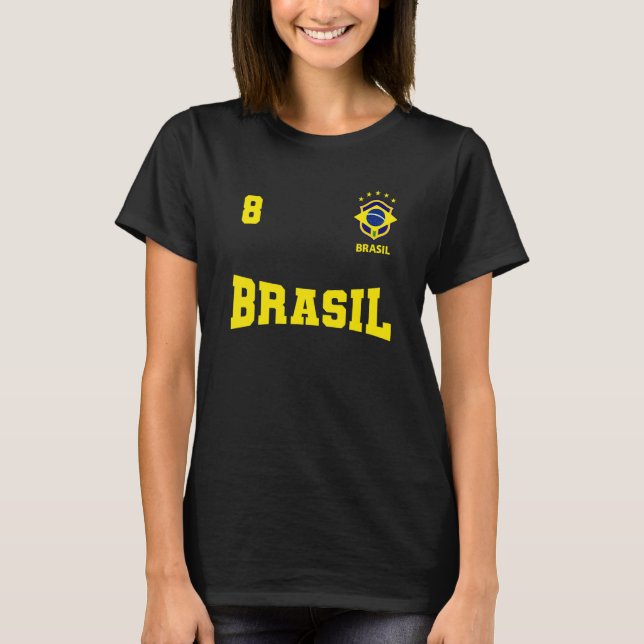 Camiseta do Brasil 2022 Azul número 8 T-Shirt (Front)