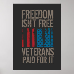 Camiseta Freedom Isn't Free, Veterans Paid For It Poster