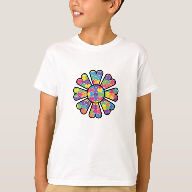 Camiseta Infantil Quebra-Cabeça - Flor Margarida T-Shirt (Front)