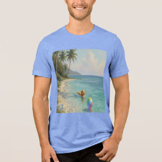 Camiseta perro nadando en la playa  Tri-Blend shirt