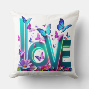 Camiseta Vibrant Love and Butterflies – Colorful F Cushion