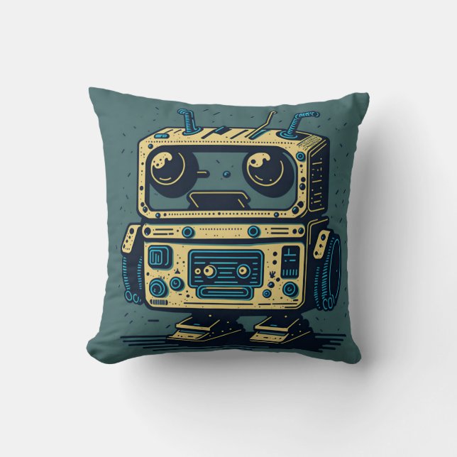 Camiseta vintaje cute robot steampunk friendly IA Cushion (Front)