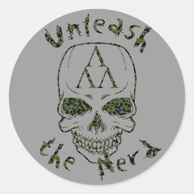 cammo-unleash, cammo-thenerd, Skull-Alone-cammo Classic Round Sticker (Front)