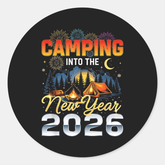 Camng Into The New Year 2026 Fireworks Outdoor Vib Classic Round Sticker (Front)
