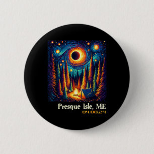 Camng Total Solar Eclipse Presque Isle Maine 6 Cm Round Badge