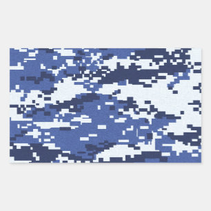camo02 BLUES WHITE CAMOUFLAGE PATTERN BACKGROUNDS Rectangular Sticker