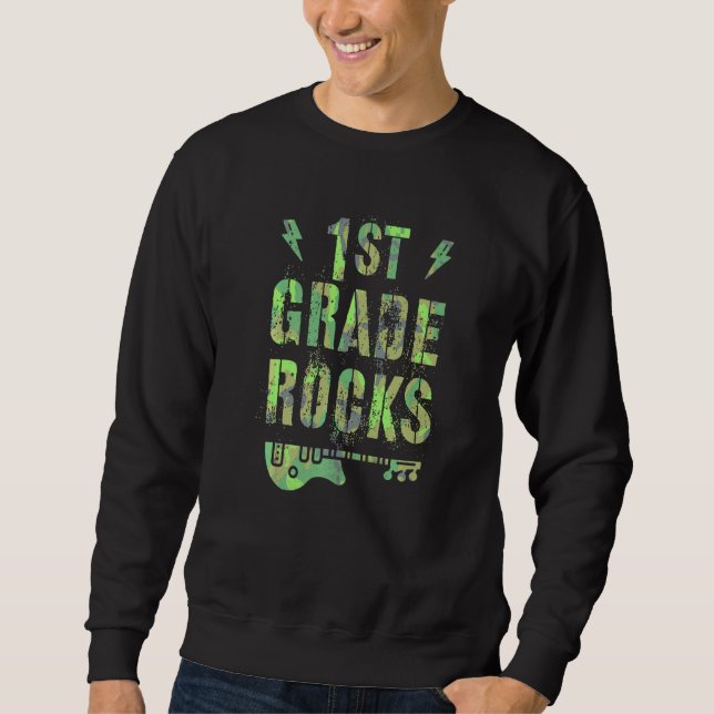 Camo 1st Grade Rocks Camp Teacher Squad First Grad Sweatshirt (Front)