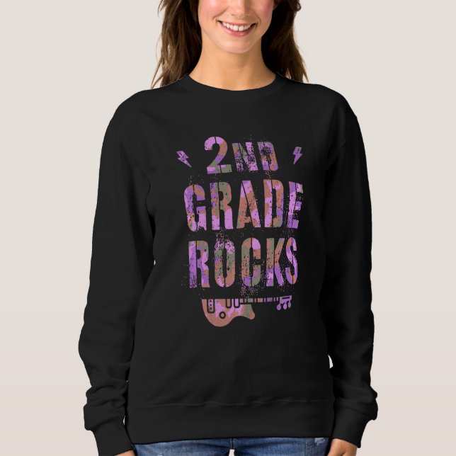 Camo 2nd Grade Rocks Teacher I Teach Second Gr Roc Sweatshirt (Front)