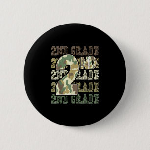 Camo 2nd grade squad first day of school boy girl 6 cm round badge