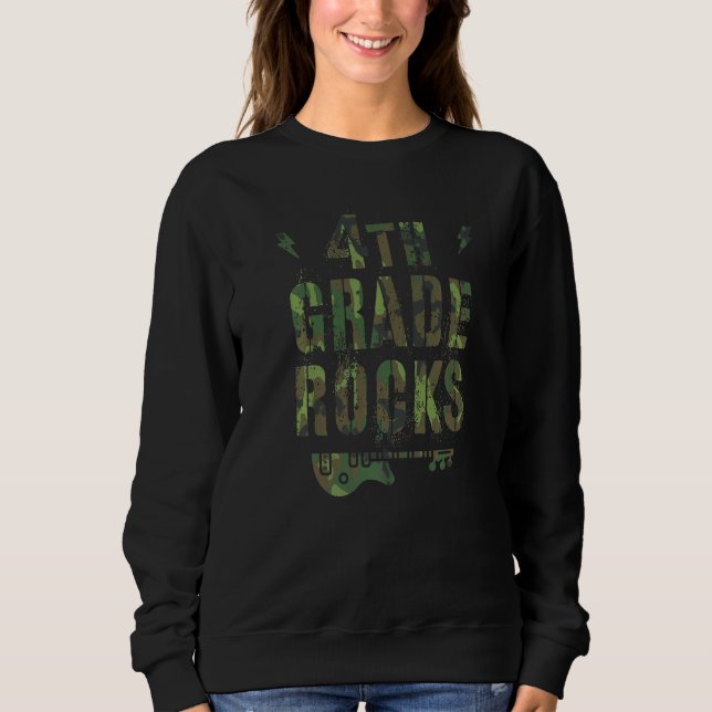 Camo 4th Grade Rocks Teacher Squad Fourth Grader T Sweatshirt (Front)
