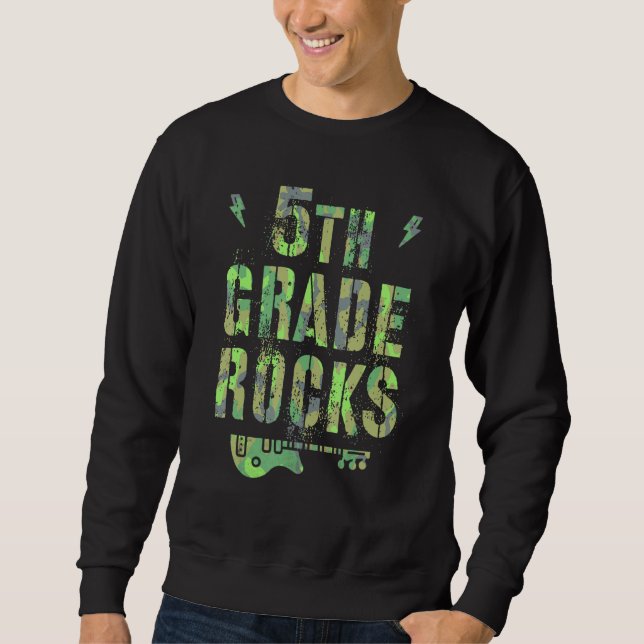Camo 5th Grade Rocks Camp Teacher Squad Fifth Grad Sweatshirt (Front)