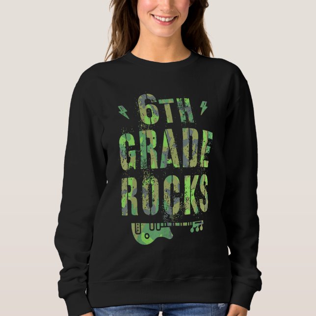 Camo 6th Grade Rocks Camp Teacher Squad Sixth Grad Sweatshirt (Front)